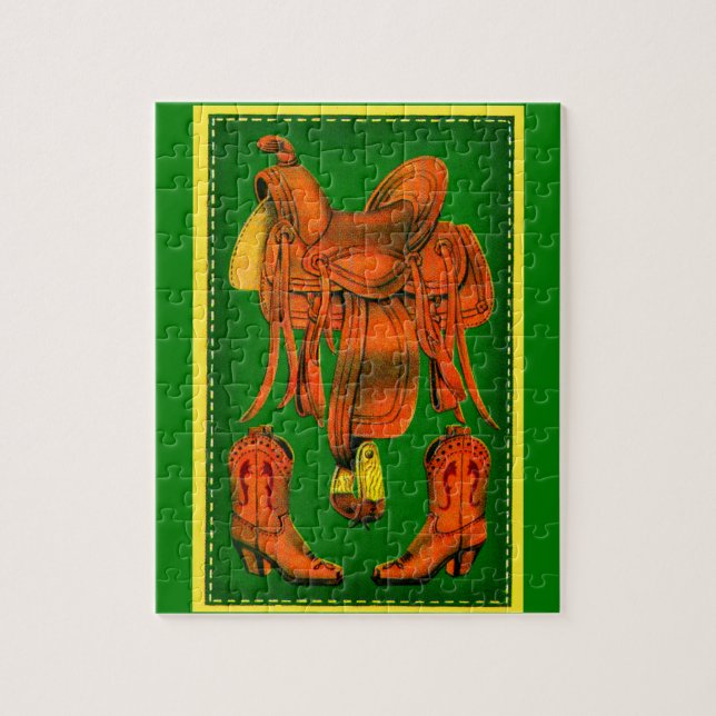 Western saddle and cowboy boots jigsaw puzzle (Vertical)