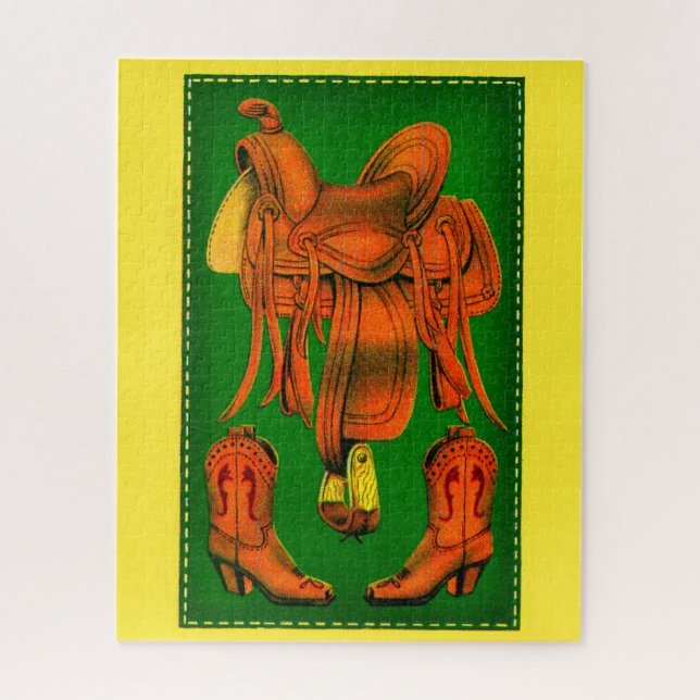 Western saddle and cowboy boots jigsaw puzzle (Vertical)