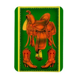 Western saddle and cowboy boots magnet