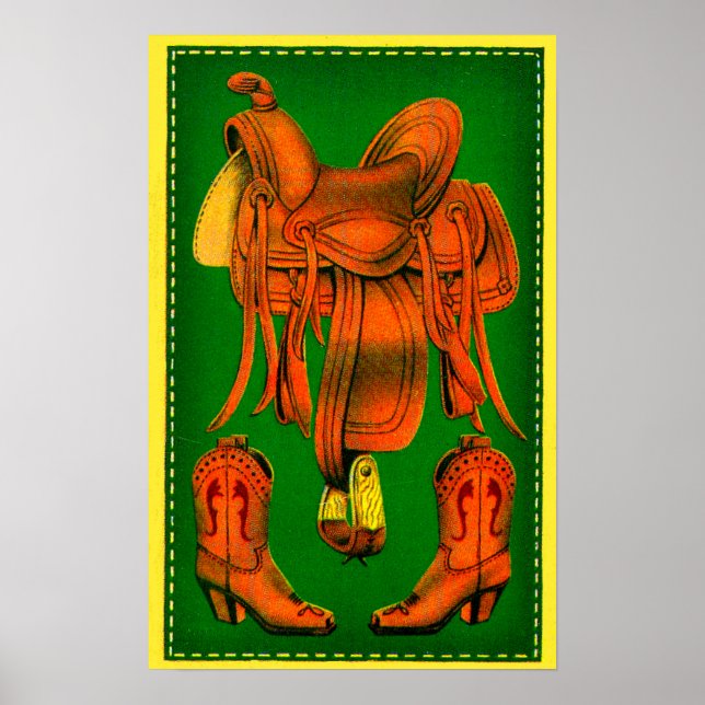 Western saddle and cowboy boots poster (Front)