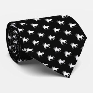 Western Saddle Black & White Cowgirl Pattern Neck Tie