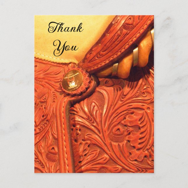 Western Saddle Country Thank You Postcard (Front)