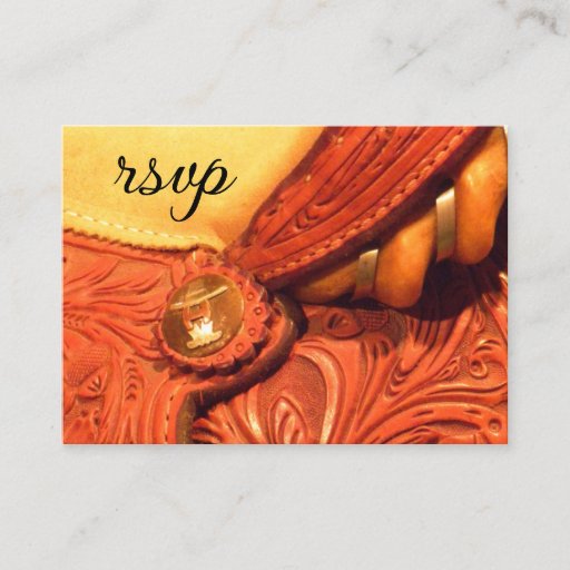 Customizable Western Saddle Country Wedding RSVP Response Card Business Card