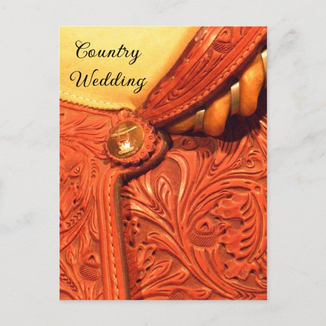 Western Saddle Country Wedding Save the Date Announcement Postcard (Front)
