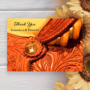 Western Saddle Country Wedding Thank You Note Invitation