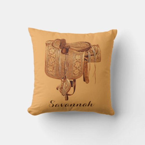 WesternSaddleCowgirl Horse Riding Mothers Day Throw Pillow