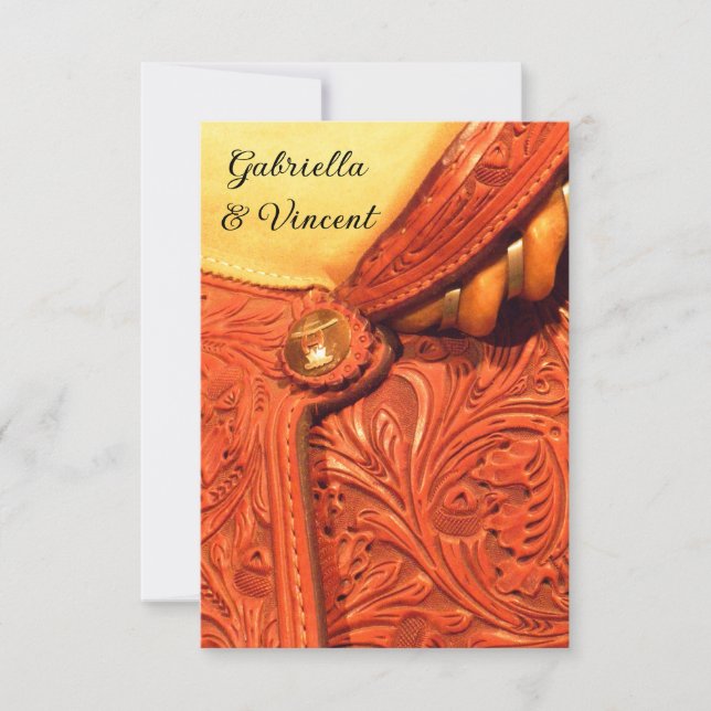 Western Saddle Marriage / Elopement Announcement (Front)