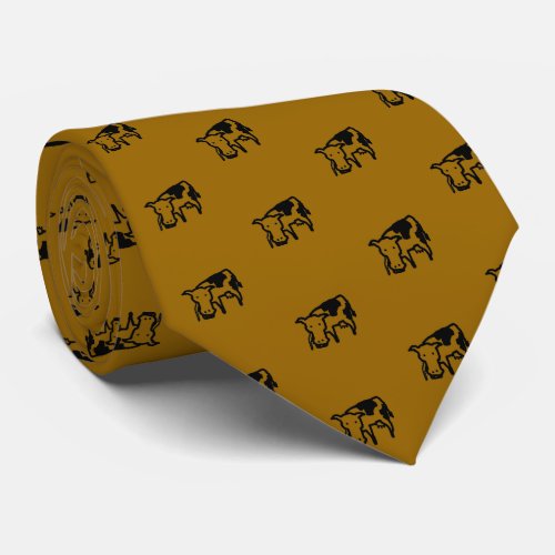 Western Saddle Rustic Black  Brown Cow  Neck Tie