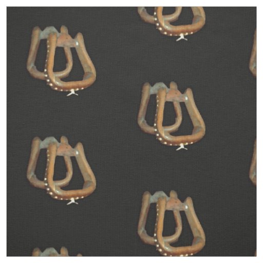 Western Saddle Stirrups On Black Background Fabric
