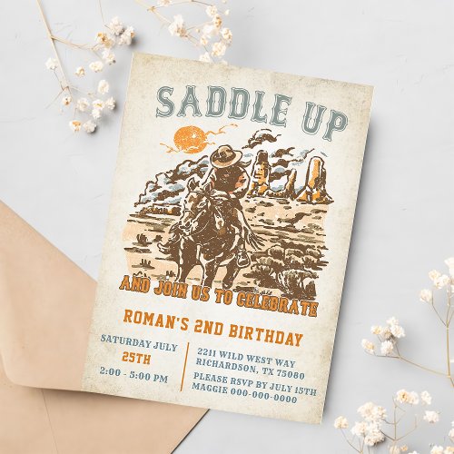 Western Saddle Up And Join Us For Birthday  Invitation