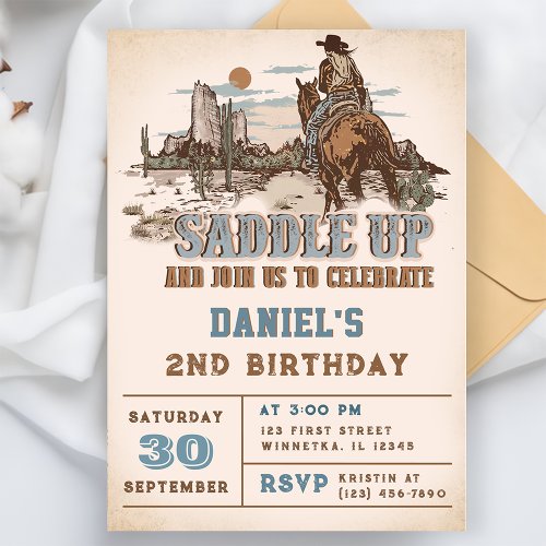 Western Saddle Up And Join Us For Birthday Party  Invitation
