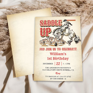 Western Saddle Up And Join Us For Birthday Party Invitation