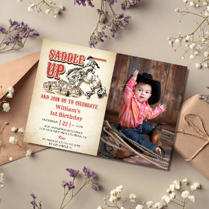 Western Saddle Up And Join Us For Birthday Party Invitation