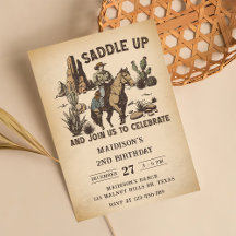 Western Saddle Up And Join Us For Birthday Party