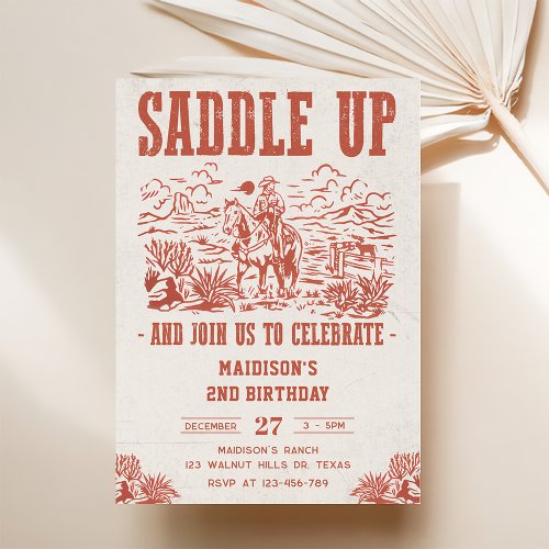 Western Saddle Up And Join Us For Birthday Party Invitation