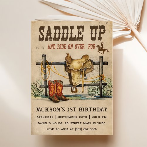 Western Saddle Up And Ride On Over For Birthday Invitation