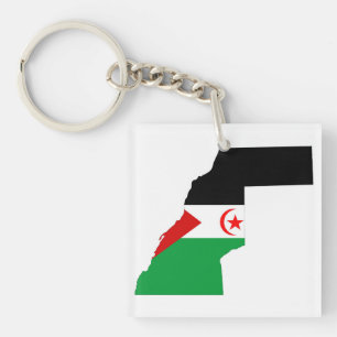 western sahara country flag map shape symbol keychain