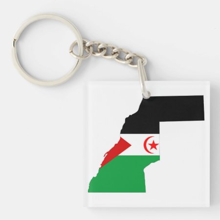 Western Sahara Country Flag Map Shape Symbol Keychain