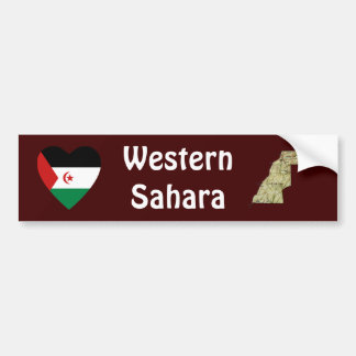 Western Sahara Flag Heart + Map Bumper Sticker
