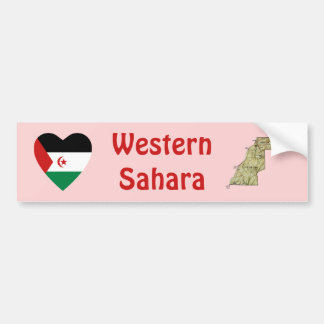 Western Sahara Flag Heart + Map Bumper Sticker