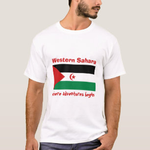 Western Sahara Flag + Map + Text T-Shirt