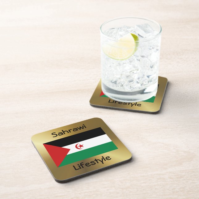 Western Sahara Flag+Text Coaster (Right Side)