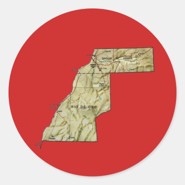 Western Sahara Map Sticker (Front)