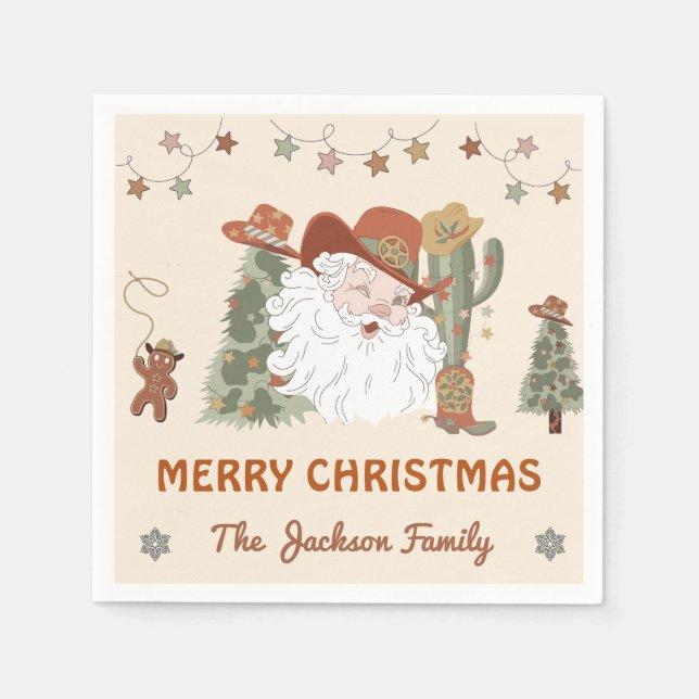 Western Santa Christmas Party  Napkins (Front)