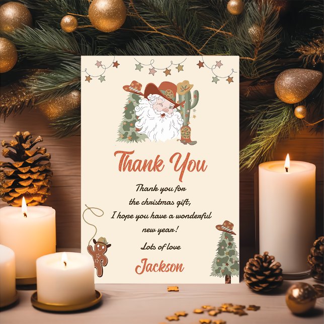 Western Santa Christmas Party Thank You Card (Creator Uploaded)