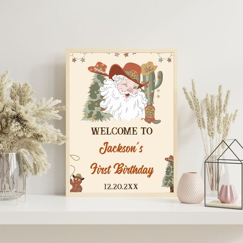 Western Santa Christmas Party Welcome Sign