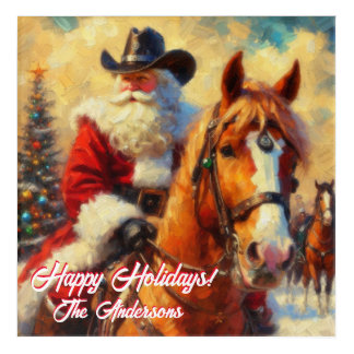Western Santa Claus and Horse Christmas Acrylic Print