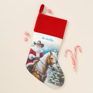 Western Santa Claus Riding a Horse Christmas Stocking