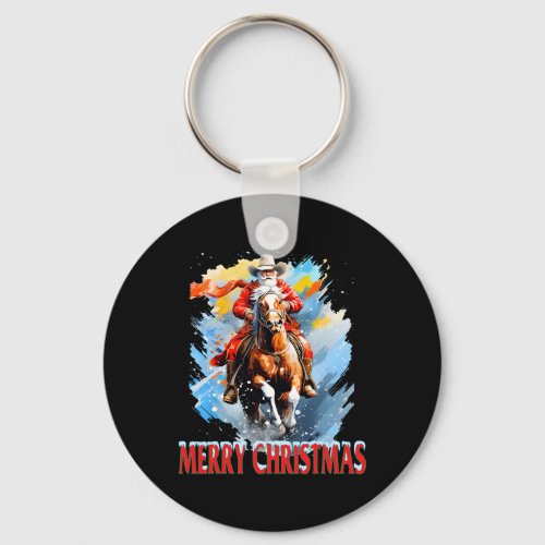 Western Santa Merry Christmas  Keychain