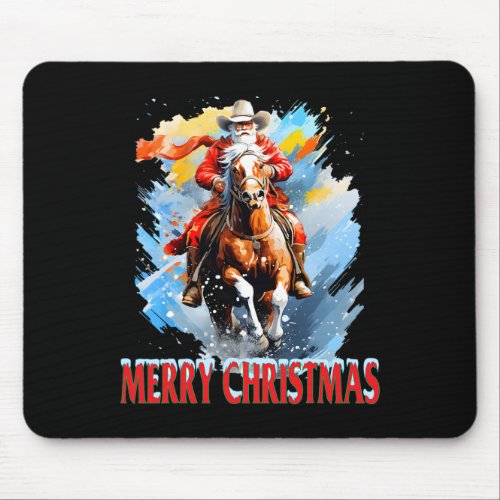 Western Santa Merry Christmas  Mouse Pad