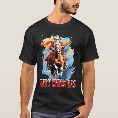 Western Santa Merry Christmas  T_Shirt