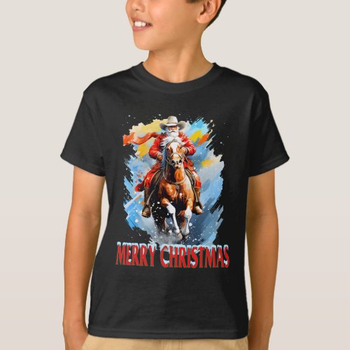 Western Santa Merry Christmas  T_Shirt