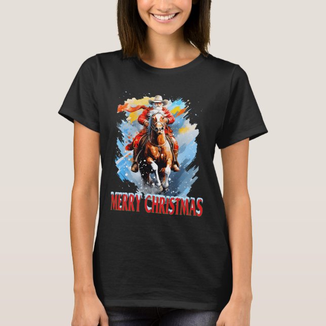 Western Santa Merry Christmas  T-Shirt (Front)