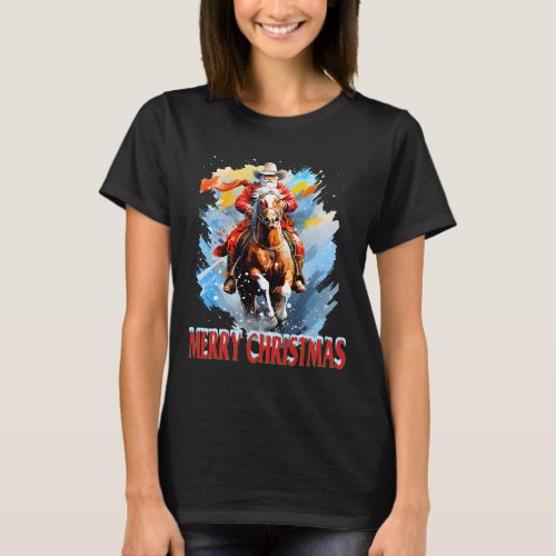 Western Santa Merry Christmas  T_Shirt