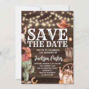 Western Save the Date Birthday Country Birthday Invitation