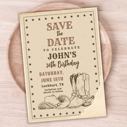 Western Save The Date Cowboy 50th Birthday Save The Date