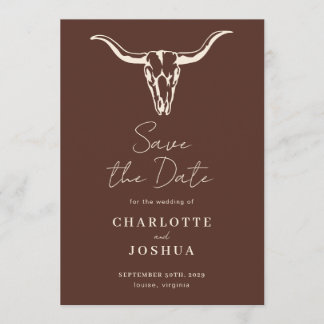 Western Save the Date | Rustic Boho Cow Skull