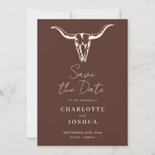 Western Save the Date   Rustic Boho Cow Skull