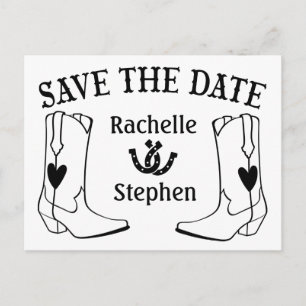 Western Save the Date Wedding Engagement Black Announcement Postcard