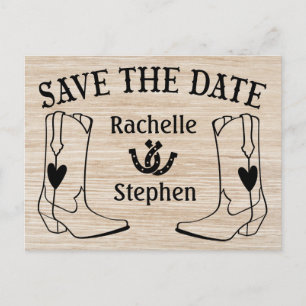 Western Save the Date Wedding Engagement Wood Announcement Postcard