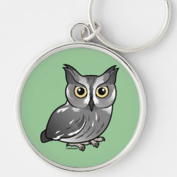 Western Screech Owl Premium Round Keychain