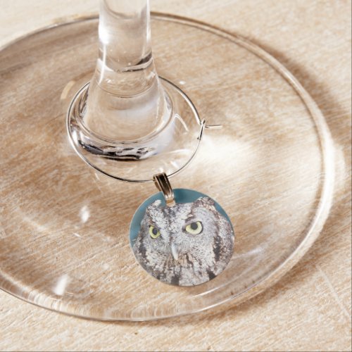 Western Screech Owl Photo Wine Charm