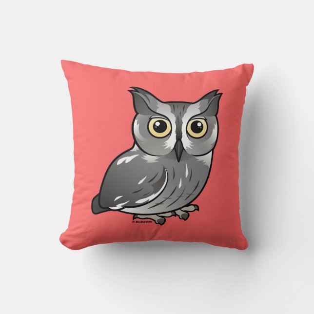 Western Screech Owl Throw Pillow (Front)