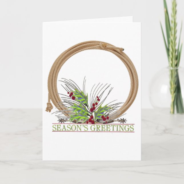Western Season's Greetings With Lasso Ans Spurs Holiday Card (Front)