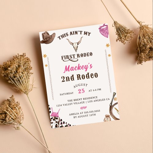 Western Second Birthday 2nd Rodeo Rustic Cowboy Invitation