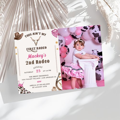 Western Second Birthday 2nd Rodeo Rustic Photo Invitation